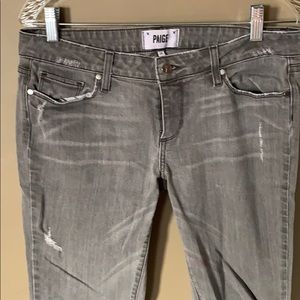 **paige Denim Low-rise Distressed Skinny Jeans